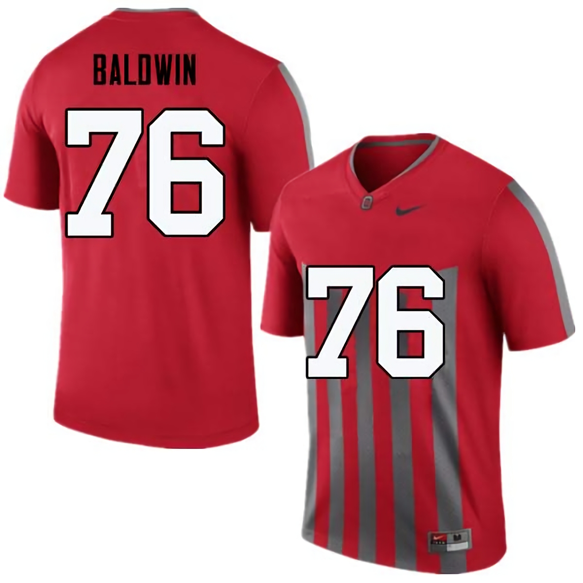 Darryl Baldwin Ohio State Buckeyes Men's NCAA #76 Nike Throwback Red College Stitched Football Jersey DQA8056OI